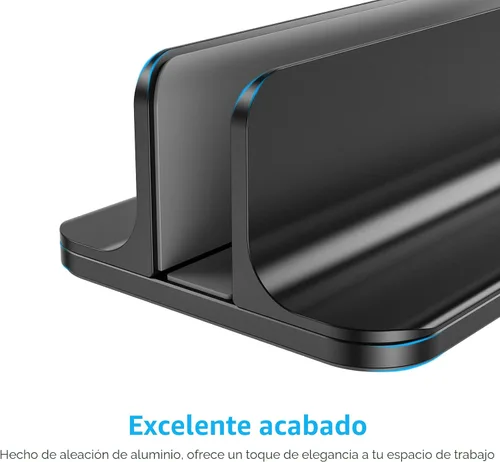 Vista 7 de OMOTON Soporte Vertical para Laptop, Soporte de Escritorio de Aluminio para MacBook con Tamaño de Base Ajustable, Compatible con Todas las MacBook