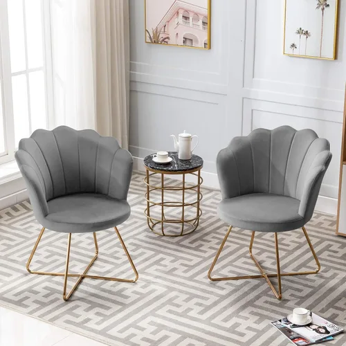 Vista 5 de DUHOME Silla decorativa de terciopelo para sala de estar, silla de esquina para dormitorio, sala de estar, silla de sala de estar en forma de concha