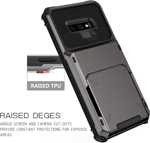 Vista 7 de Asuwish Funda de teléfono para Samsung Galaxy Note 9 con protector de pantalla de vidrio templado y ranura para tarjeta de crédito, funda protectora