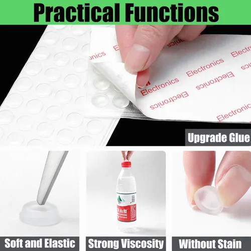 Vista 6 de TCPENG® 100 piezas de patas de goma transparentes, pequeñas almohadillas autoadhesivas, puntos de goma adhesivos, topes antideslizantes