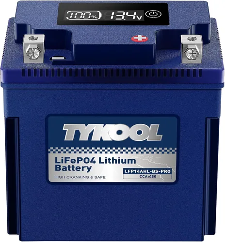 Vista 16 de TYKOOL YTX5L-BS Batería de litio de alto rendimiento LiFePO4 para motocicleta, 12.8V 3Ah, 180CCA, BMS incorporado, batería para deportes de motor