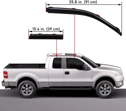 Vista 3 de Lightronic Visera de Ventana de Ventilación Automática Extra Durable con Clip en Canal, Compatible con Ford F-150 SuperCab 2004-2014