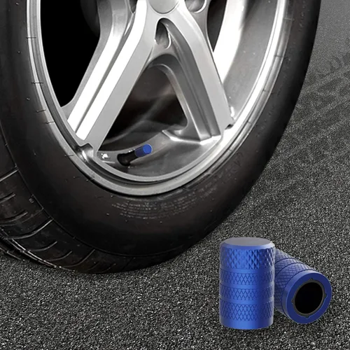 Vista 6 de CKAuto Tapones de vástago de válvula de neumático, azul, 4 piezas/paquete, juego de tapas de válvula de neumático de aluminio anodizado, resistente