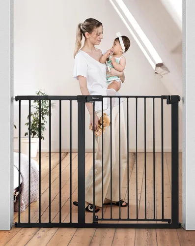 Vista 13 de COMOMY - Puerta de bebé de 76 cm de alto para escaleras y umbrales, se ajusta a aberturas de 75 cm a 103 cm de ancho, puerta para perros de cierre