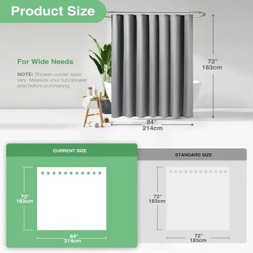 Vista 822 de Cortina de ducha de tela Dynamene verde oscuro - Cortinas de baño de tela de nido de abeja texturizadas resistentes, juego de cortinas de baño