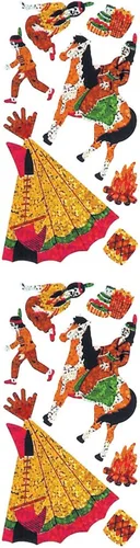 Jillson Roberts - Pegatinas prismáticas, familia india americana, 12 unidades (S7128)