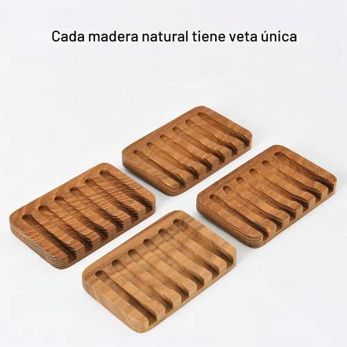 Vista 7 de SUBEKYU Jaboneras de madera para baño/ducha, soporte para jabón de barra con bandeja autodrenante, protector de jabón de drenaje de cascada natural