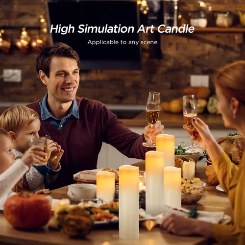 Vista 6 de Hausware Velas sin llama, funciona con pilas, de 4, 5, 6, 7, 8, 9 pulgadas, velas LED parpadeantes sin llama con control remoto y temporizador