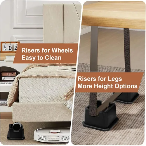 Vista 6 de Elevadores de Cama Shouwuhho de 2 Pulgadas, Elevadores de Muebles con Alturas de 2 3 4 5 6 7 8 Pulgadas de Alta Resistencia, Elevadores de Cama