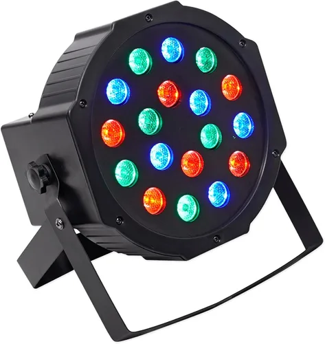 Vista 2 de (4) Rockville RockPAR50 LED RGB Compact Par Can DJ/Club DMX Wash Light+Dual Bracket