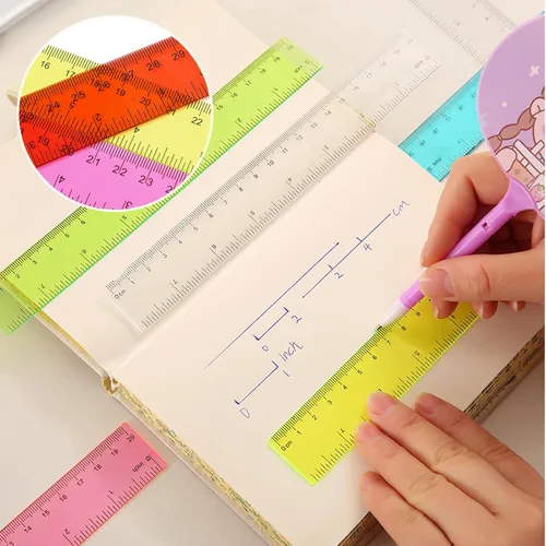Vista 6 de Regla de plástico transparente, 30 reglas de plástico, regla de 12 pulgadas, reglas métricas transparentes de colores surtidos para pulgadas