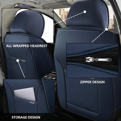 Vista 3 de Fundas de asiento de automóvil para Subaru Impreza 2010-2023, impermeables, suaves, transpirables, de piel sintética, con bolsillos