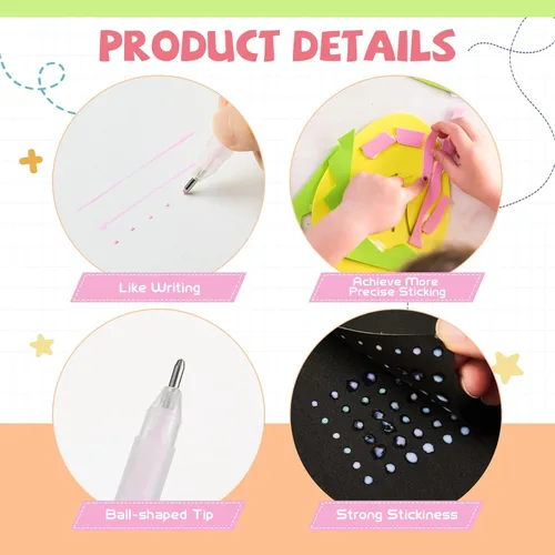Vista 4 de Fulmoon 24 bolígrafos de pegamento con recambios de pegamento para bolígrafo de secado rápido para suministros de manualidades de papel, papelería