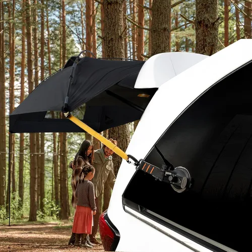 Vista 8 de Trekway - Toldo portátil impermeable para vehículos, toldo desplegable Parasol con pared de privacidad al aire libre Ideal para camping, playa