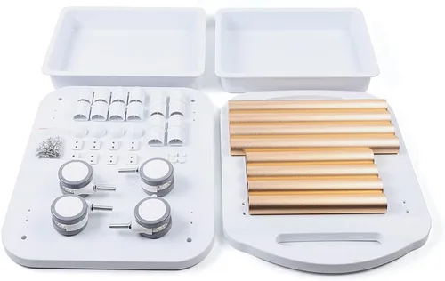 Vista 5 de Carrito rodante de belleza con rueda, estante multifuncional de 4 capas, soporte de carrito de rodillo de salón, carrito de belleza, bandeja