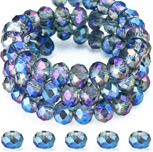 Vista 23 de Dowarm 400 cuentas de cristal de cristal, cuentas Briolette para hacer joyas, cuentas de cristal Rondelle de 0.157 pulgadas para manualidades
