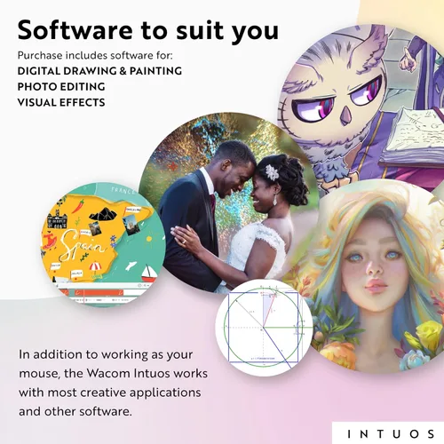 Vista 5 de Wacom Intuos Medium - Tableta gráfica de dibujo Bluetooth, portátil para profesores, estudiantes y creadores, 4 ExpressKeys personalizables