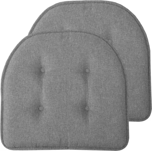Vista 76 de Sweet Home Collection - Cojín de asiento de espuma viscoelástica y respaldo de caucho antideslizante con capitoné para silla, cojín en U, 17x16 Gris
