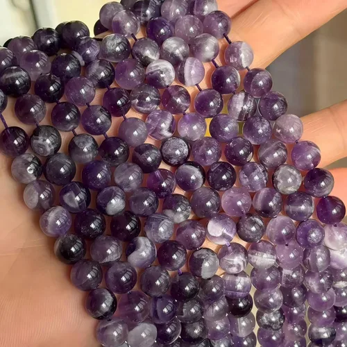 Vista 7 de MJDCB Cuentas de Amatista Natural de Ensueño Redondas de Piedra Cuentas Sueltas para Hacer Joyas 15" (8mm)