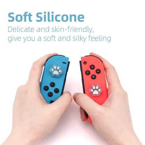Vista 3 de GeekShare Cat Paw Shape Thumb Grip CapsSoft Silicone Joystick Cover Compatible with Nintendo Switch OLED Switch Lite4PCS Glitter