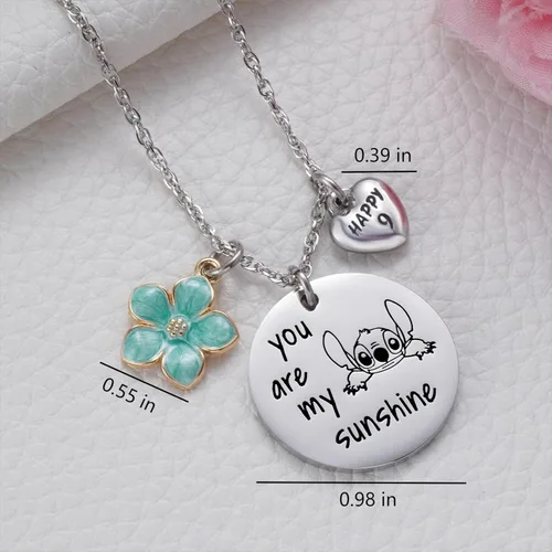 Vista 5 de MIXJOY Regalos de cumpleaños de 5 a 16 años con texto en inglés "You are My Sunshine", collar de puntada para niñas pequeñas, regalos de cumpleaños