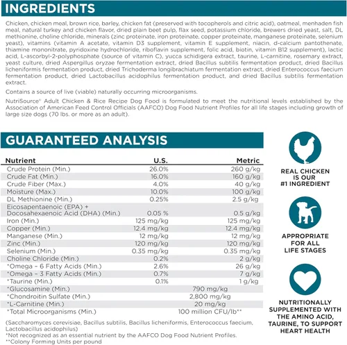 Vista 8 de NutriSource Alimento seco para perros adultos, bocados pequeños, pollo y arroz, 4 libras