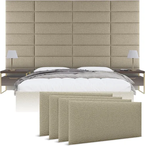 Vista 32 de Cabeceras tapizadas Vänt - Paneles de pared para montar en la pared tamaño Queen/Full - Champán neutro metálico - Juego de 4 paneles