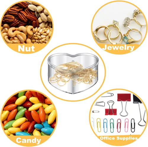 Vista 5 de Cajas de acrílico de 12 piezas, caja de corazón de acrílico transparente con tapas, cubo de cristal en forma de corazón, caja de almacenamiento