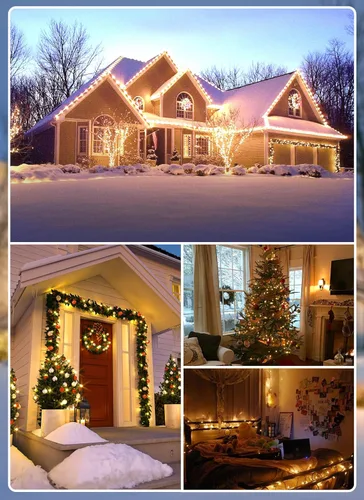 Vista 7 de Luces LED vintage C9 de Navidad, cadena de luces C9 de 25 pies con 25 bombillas LED C9 de plástico, luces impermeables conectables al aire libre
