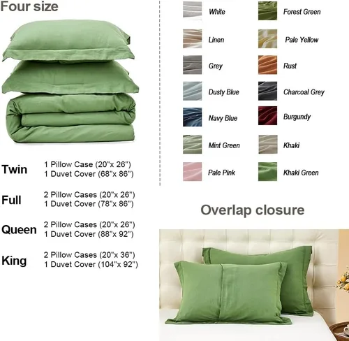 Vista 15 de Simple&Opulence Juego de funda de edredón de lino francés de 88 x 92 pulgadas, 5 piezas (1 funda de edredón, 4 fundas de almohada), mezcla de lino