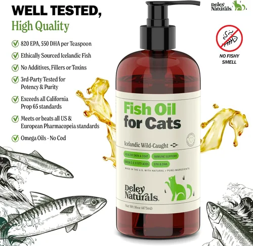 Vista 5 de Wild Caught - Aceite de pescado para gatos, omega 3-6-9, no contiene ingredientes modificados genéticamente, reduce la muda, ayuda a la piel