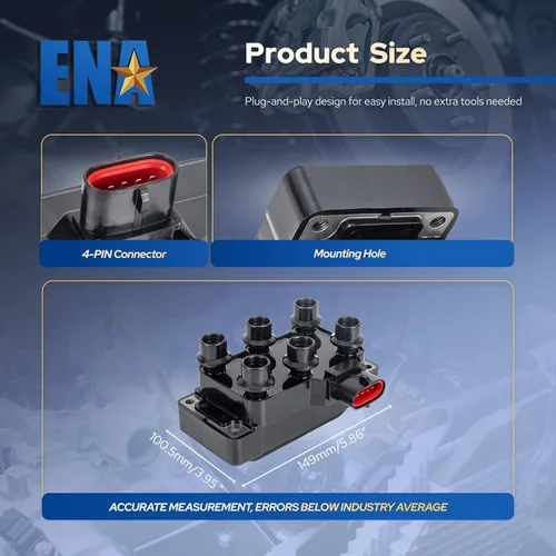 Vista 8 de ENA Paquete de bobinas de encendido compatible con Mercury Ford Mazda F150 E150 Econoline Aerostar Explorer Mustang Mystique Ranger Sable B3000