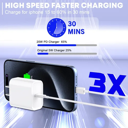 Vista 3 de Cargador rápido para iPhone 17/16/15, carga rápida extra larga de 10 pies, paquete de 3 bloques USB-C a USB C, cable de carga rápida para iPhone