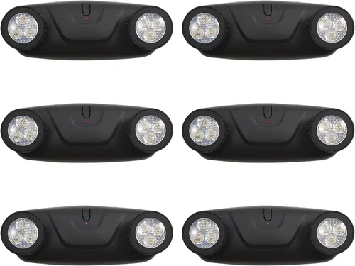 Vista 10 de TANLUX Luces de emergencia LED con batería de respaldo, dos cabezales ajustables para luces comerciales, certificación UL, CA 120/277V, cableadas