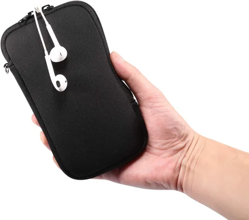 Vista 7 de Funda de neopreno de tamaño pequeño para teléfono celular, con cremallera y correa para el cuello para iPhone 17, 16, 16e, 15 14 Pro, iPhone 13 12