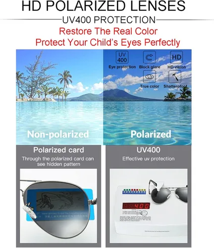 Vista 6 de Gafas de sol polarizadas de aviador para niños y niñas de 4 a 16 años