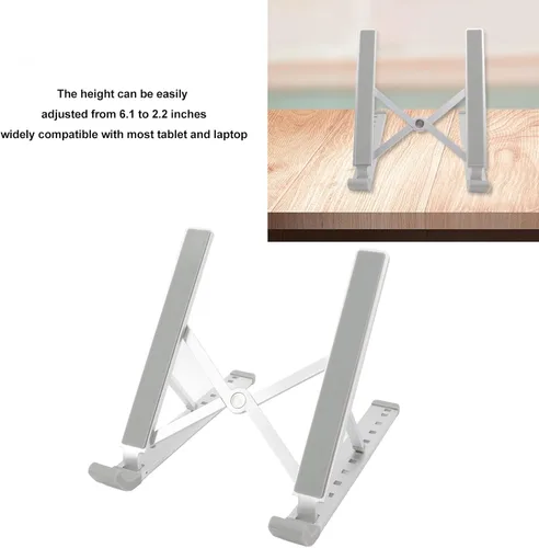 Vista 3 de Soporte para laptop para escritorio, soporte ergonómico ajustable de aluminio portátil para laptop, soporte plegable para computadora portátil