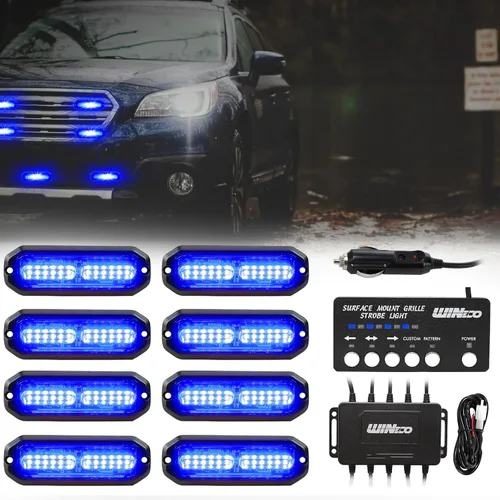 Vista 9 de WINECO Luces de emergencia para vehículos, Kit de luces estroboscópicas de emergencia de montaje en superficie de la parrilla de la luz de la Ámbar