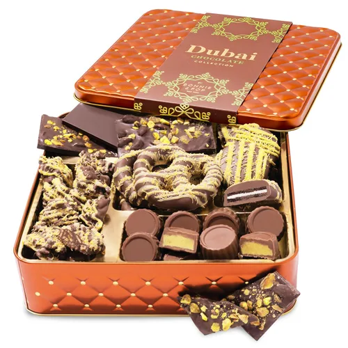 Vista 12 de Bonnie & Pop - Canasta de chocolate para regalar, caja de aperitivos gourmet, lata para Navidad, más de 2 libras de chocolate, ideal para un