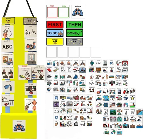 Vista 23 de Programa visual para niños – 133 tarjetas de plástico duraderas con imágenes y monedas con lazo suave Tabla de rutina diaria y recompensas por