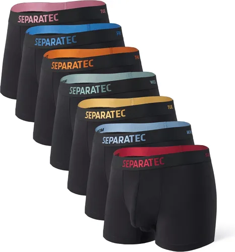 Vista 10 de Separatec Ropa Interior Masculina de Doble Bolsa Transpirable de Rayón Refrescante Hecha de Bambú, Calzoncillos Bóxer y Trunks Paquete de 7 Negro