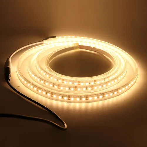 Vista 2 de Tira de luces LED, 3500 K blanco cálido, tira de luces LED de silicona impermeable SMD 2835 para exteriores, tira LED SMD 2835, DC 24 V, 60 LED