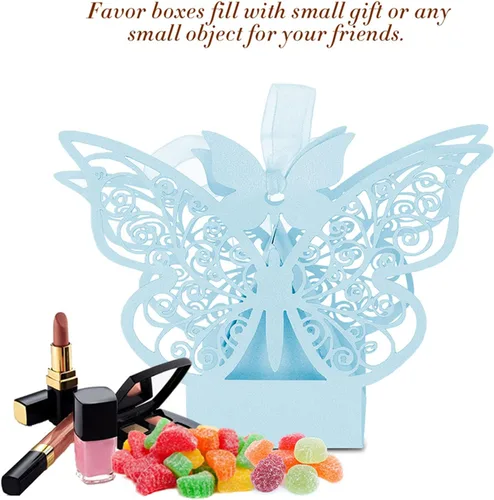 Vista 9 de Marhynchus 100 cajas de chocolate con azúcar y azúcar, patrón europeo, decoración de boda de papel para decoración de boda, fiesta de cumpleaños