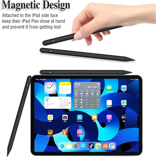 Vista 5 de Lápiz óptico activo para pantallas táctiles, bolígrafo recargable para tableta, punta POM, lápiz magnético para iPad, Pro, Air, Mini, iPhone y otros