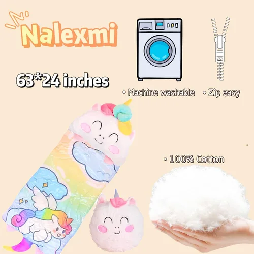 Vista 3 de Saco de Dormir para Niños, Alfombrilla para Siesta de Preescolar, Saco de Dormir para Niños Pequeños con Almohada para Guardería, Edades 3+