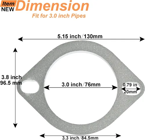 Vista 3 de Kit de Conexión de Brida de Escape de 2 Pernos de 2.25 Pulgadas/60mm, Anticorrosión, Incluye Brida de Escape y Junta de Escape con Tornillos