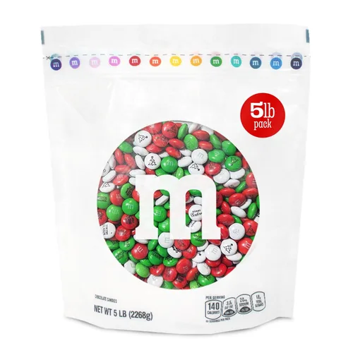 Vista 14 de M&M'S WORLD Dulces de Chocolate con Leche de Navidad - 2 Libras de Chocolate de Color Festivo a Granel Para Bolsas de Dulces de Navidad