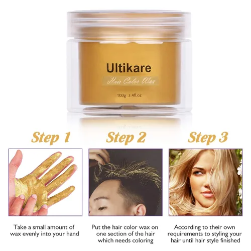 Vista 6 de Cera de color rubio para el cabello, tinte instantáneo para el cabello, crema de barro, lavable temporal, tinte de cabello natural, pomada