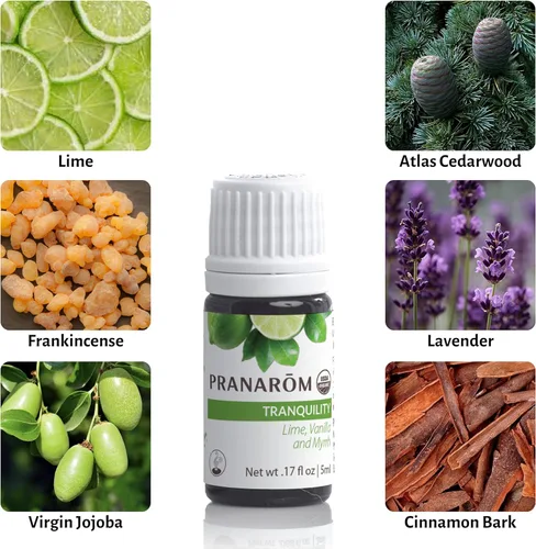 Vista 2 de Pranarom - Mezcla de aceites esenciales Tranquility (0.2 onzas líquidas) - Limón, bergamota, lima destilada, petitgrain, menta verde, naranja