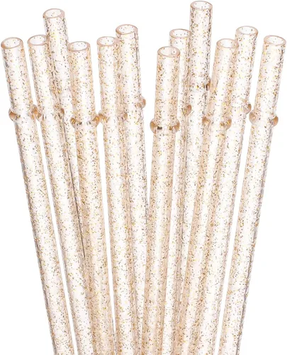 Vista 10 de Dakoufish Pajitas de plástico transparente reutilizables de 7 pulgadas para mini tarro/vaso corto de 10 onzas y 12 onzas, juego de 12 popotes
